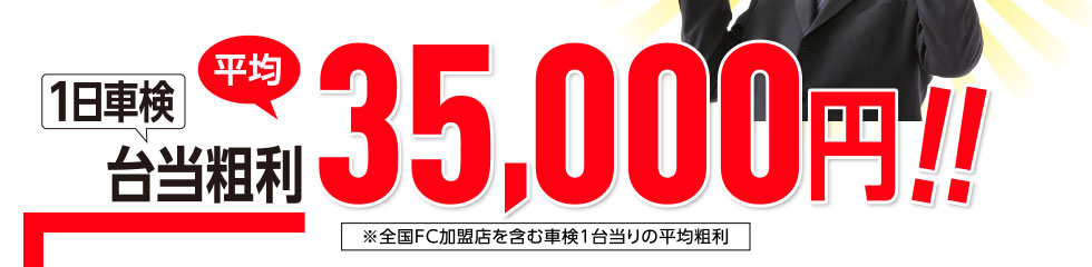 1日車検平均35,000円!!